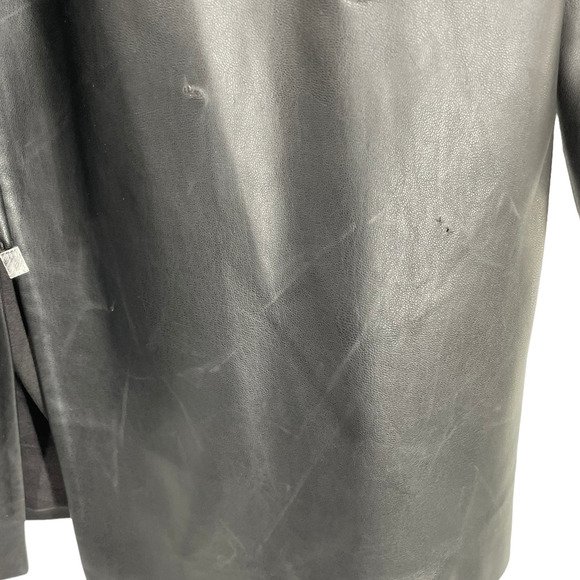 Selmacilek Womens Leather Trench Collar Mini Dress Flap Pockets Size S Black - Picture 3 of 9